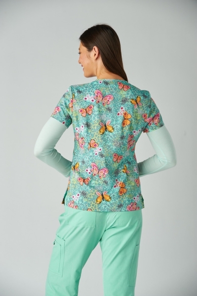 Медицинска работна туника дамска 384PR - WDB Wild Butterflies